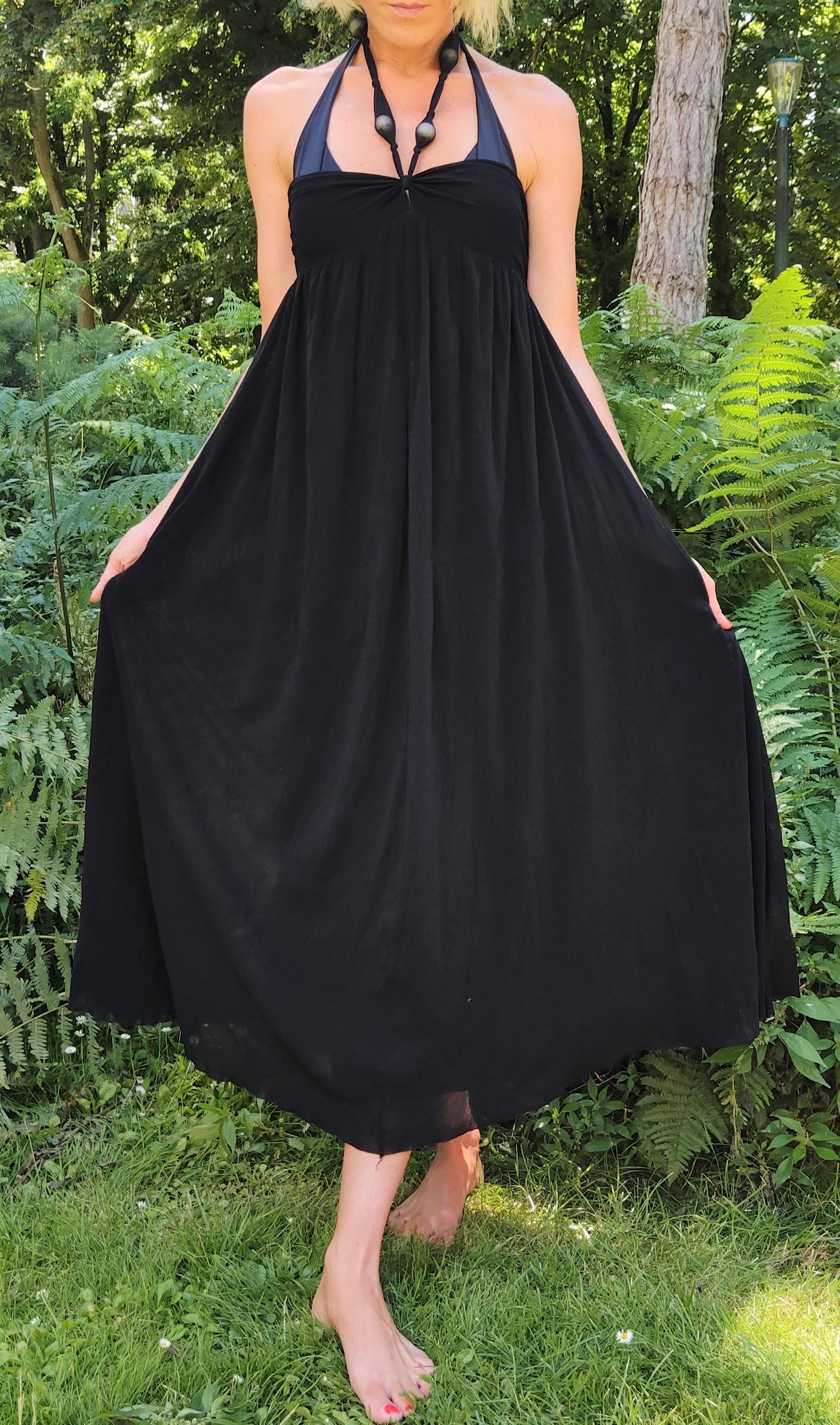 Black Jean Paul Gaultier Mesh Summer Beach Evening Transparent Vintage Maxi Dress For Sale