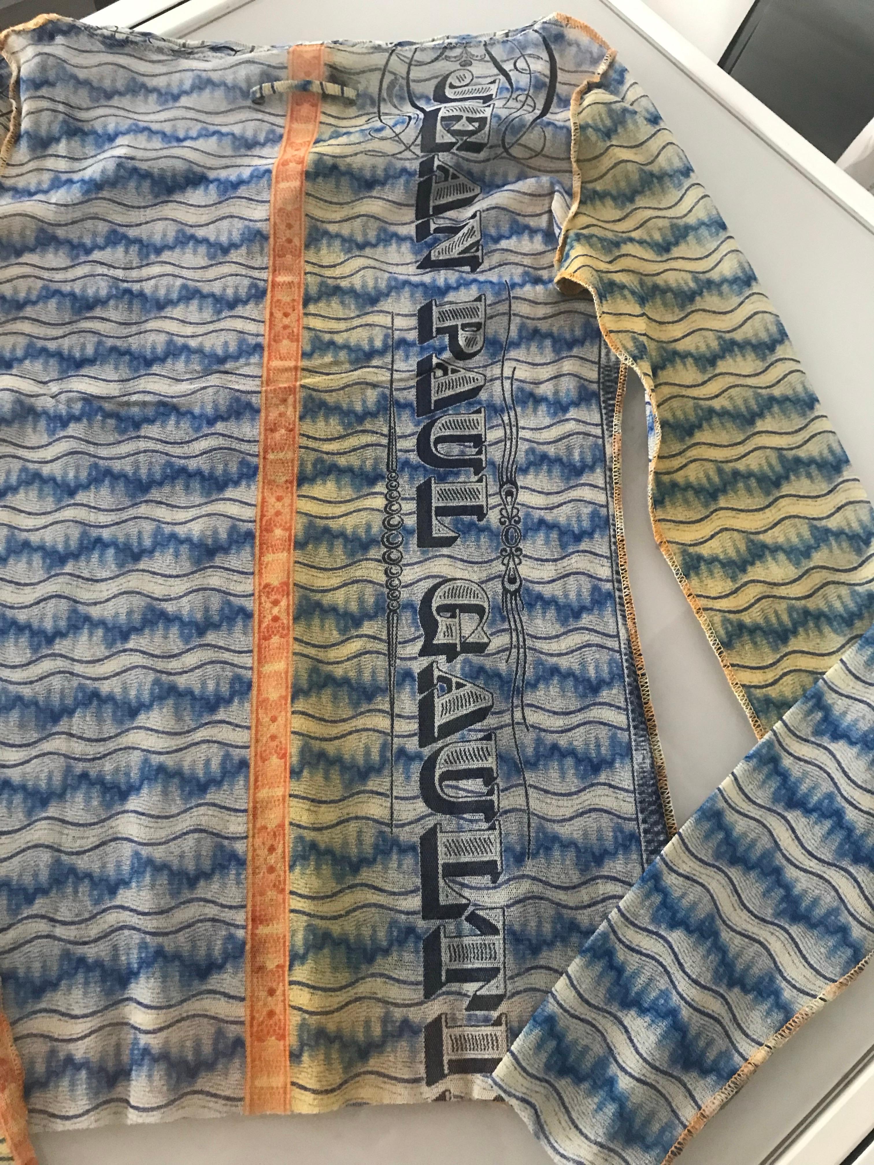 Camiseta Jean Paul Gaultier Mesh Tatoo vintage Gris en venta