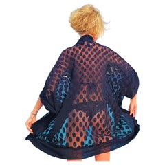 Jean Paul Gaultier Mesh Transparent Polka Dot 90s Vintage Kimono Cardigan Dress