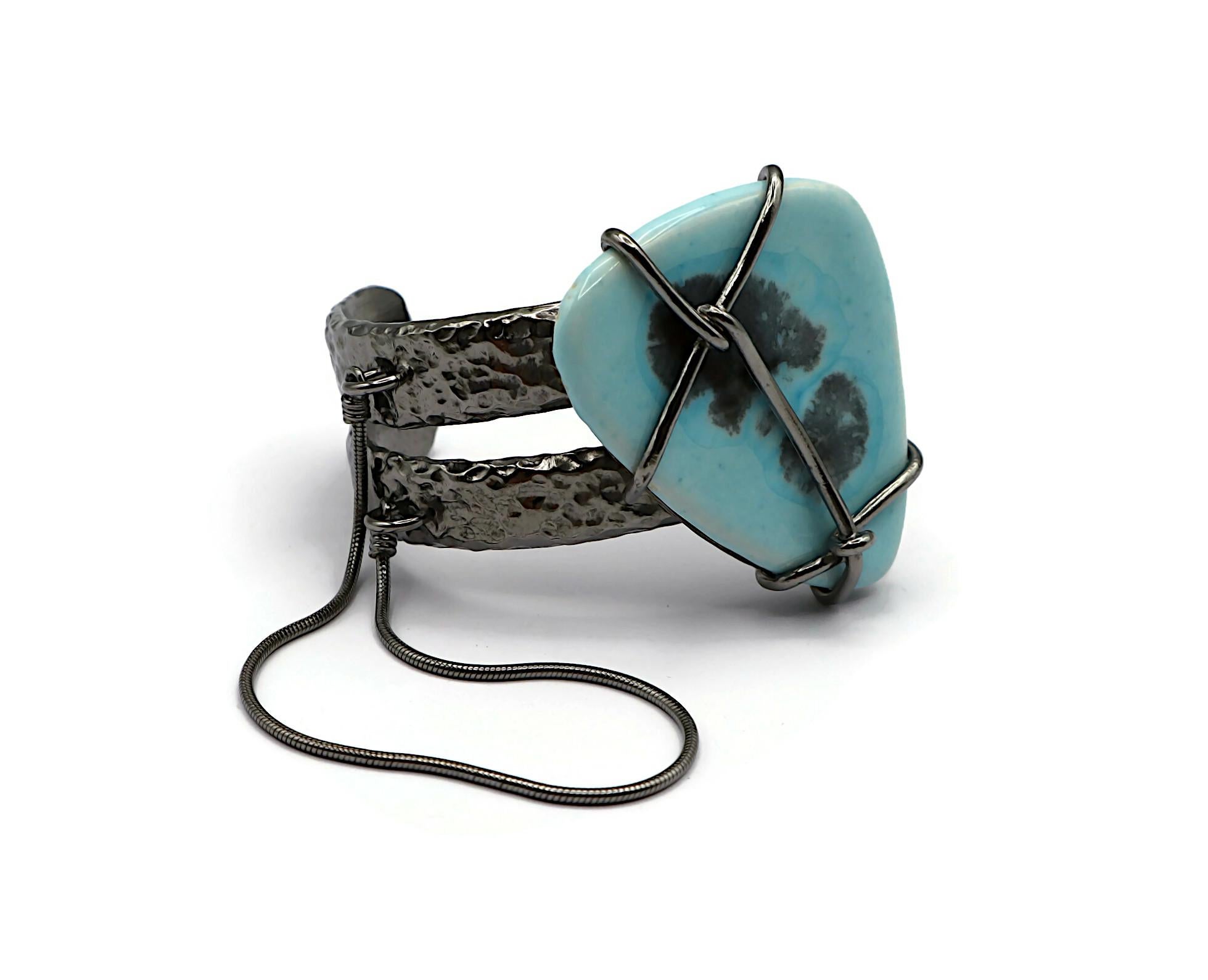 JEAN PAUL GAULTIER Metal and Ceramic Cuff Bracelet In Good Condition For Sale In Nice, FR