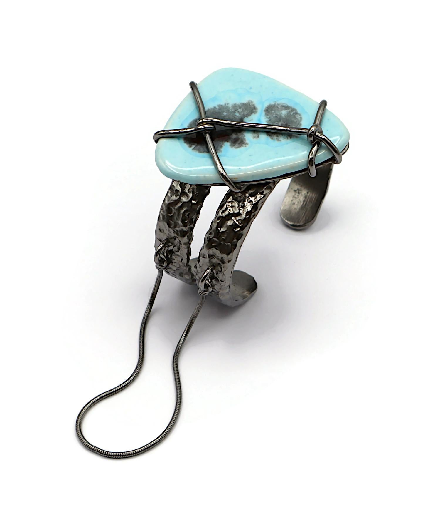 JEAN PAUL GAULTIER Metal and Ceramic Cuff Bracelet For Sale 2