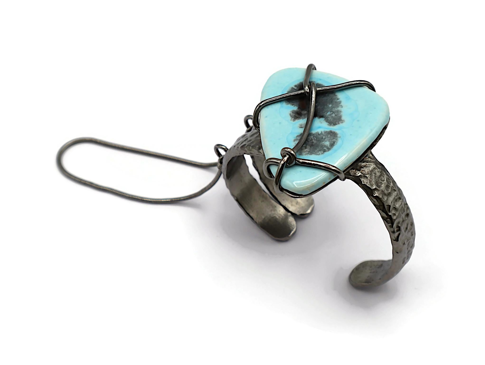JEAN PAUL GAULTIER Metal and Ceramic Cuff Bracelet For Sale 3