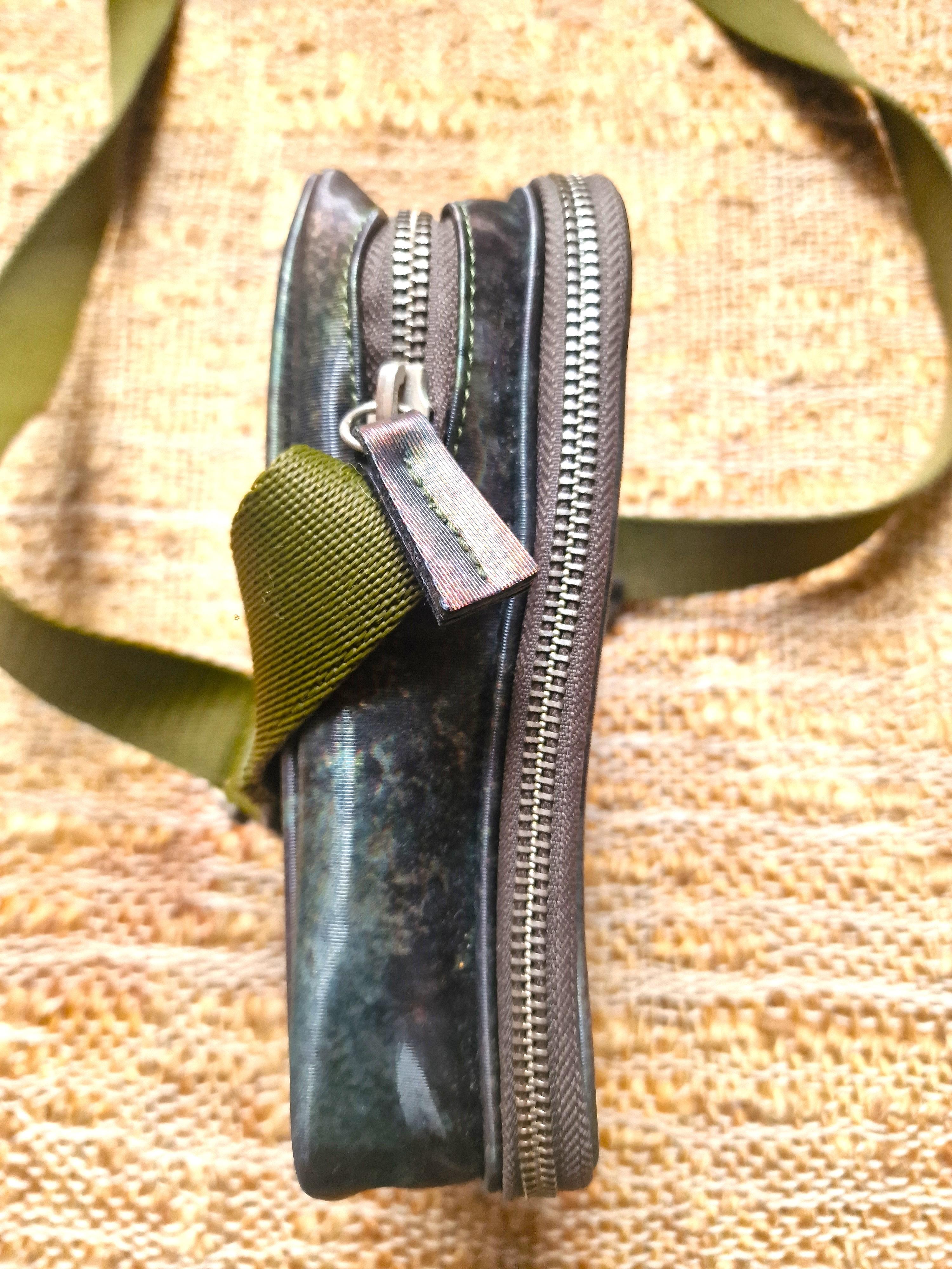 Jean Paul Gaultier Metal Khaki Military Army Vintage Shiny Men Crossbody Bag For Sale 2