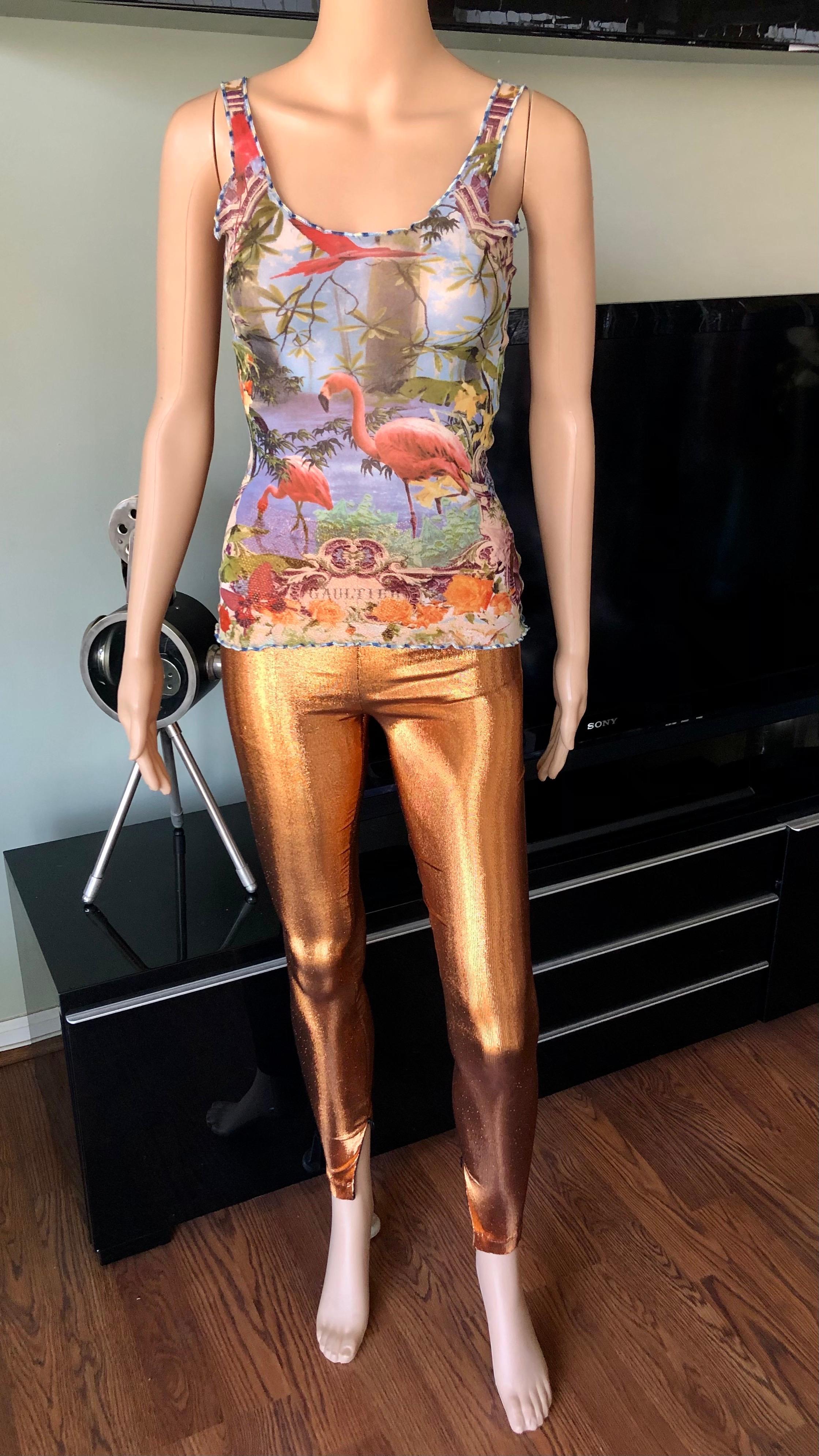 Brown Jean Paul Gaultier Metallic Fitted Stretch Leggings Pants For Sale
