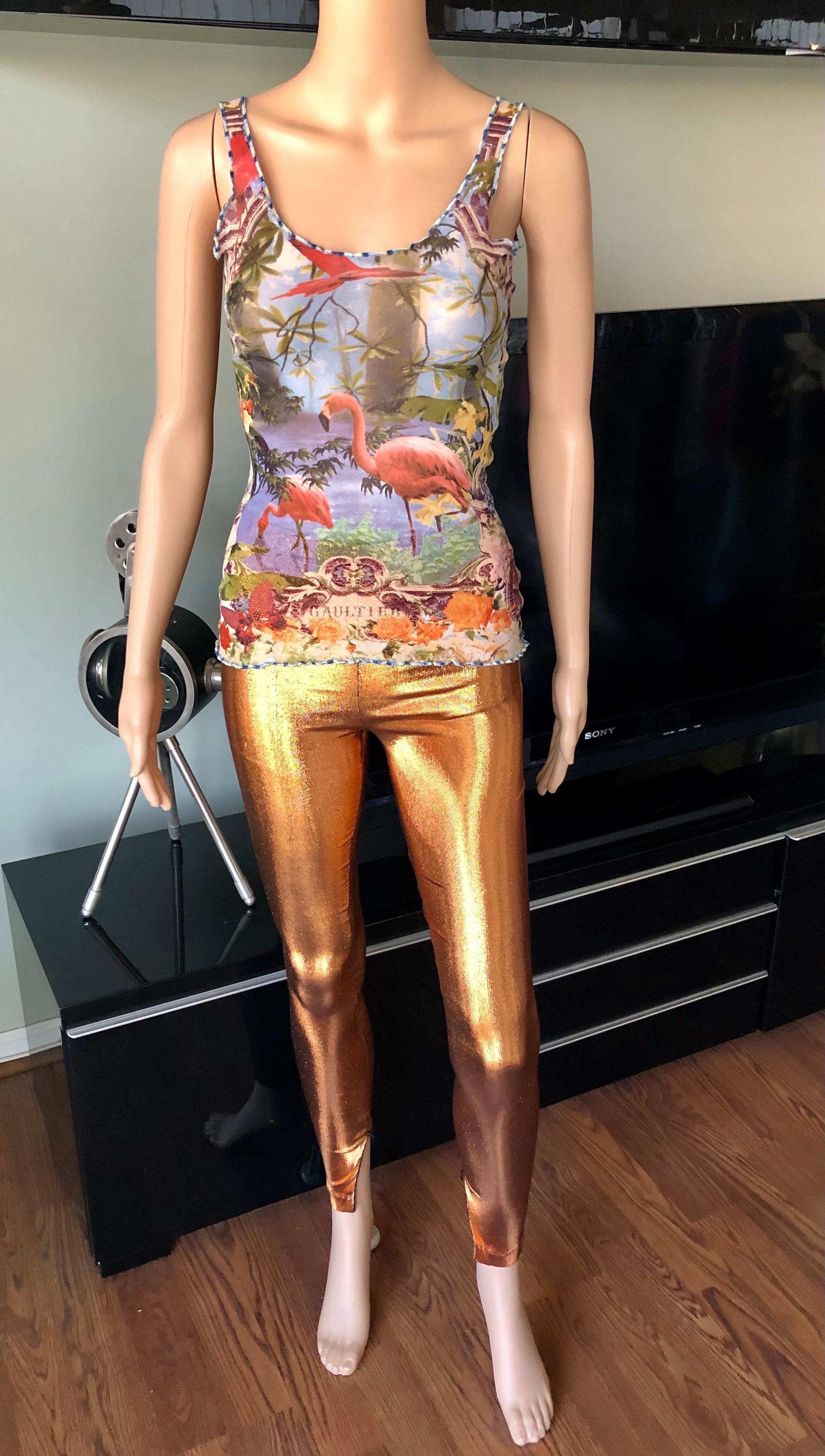 Jean Paul Gaultier Metallic Fitted Stretch Leggings Pants In Excellent Condition For Sale In Naples, FL