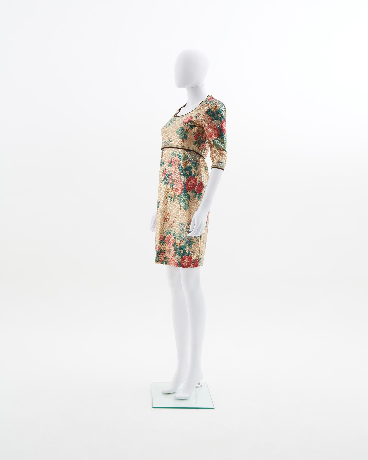 Jean Paul Gaultier, ensemble robe et crop-top en paillettes or métallisé, ss 1991 en vente 1