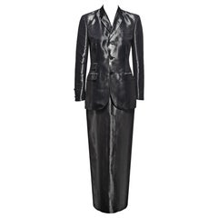 Jean Paul Gaultier Metallic Gunmetal Grey Tailored Maxi Skirt Suit, FW 1997