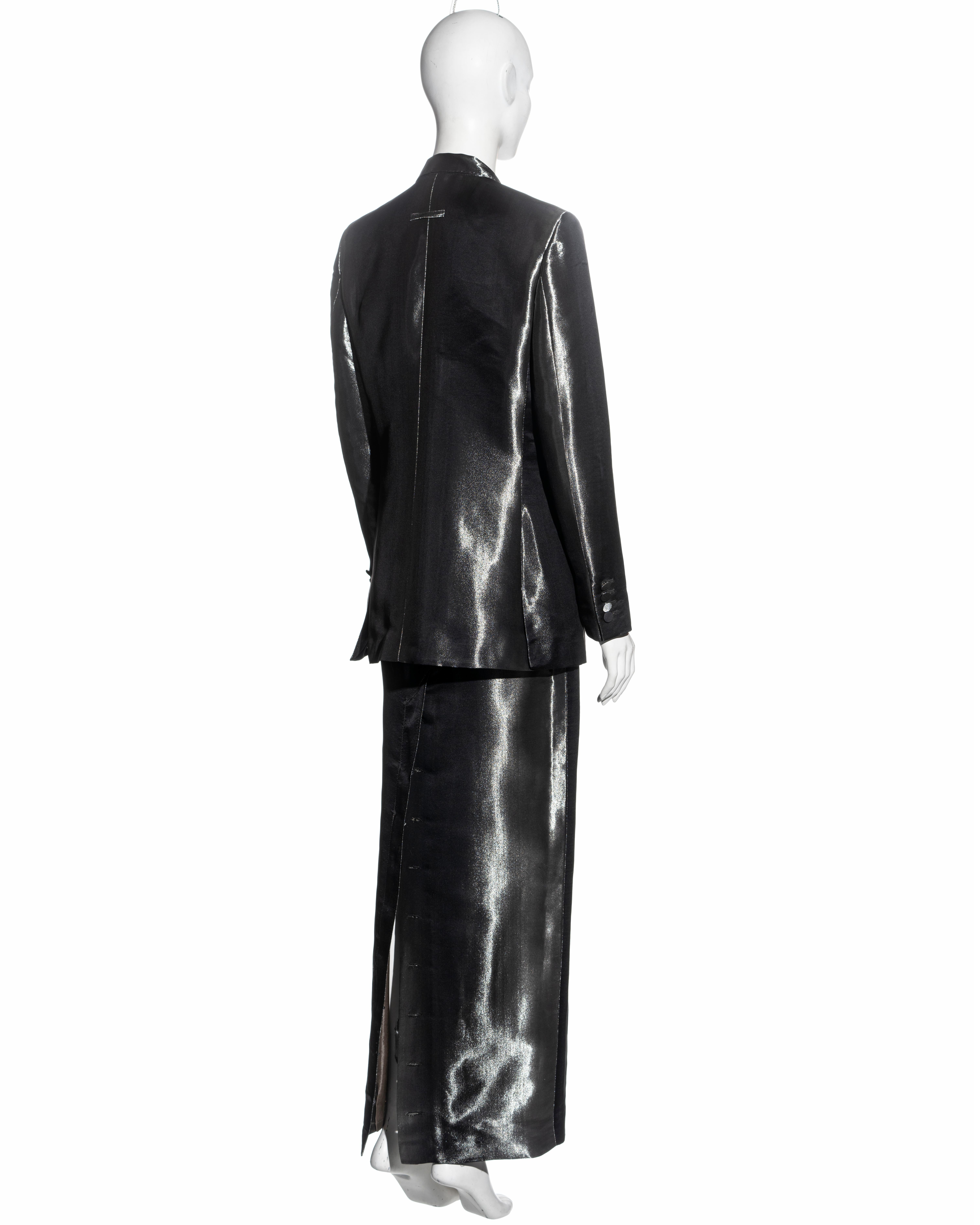 Jean Paul Gaultier metallic gunmetal silk skirt suit, fw 1997 5