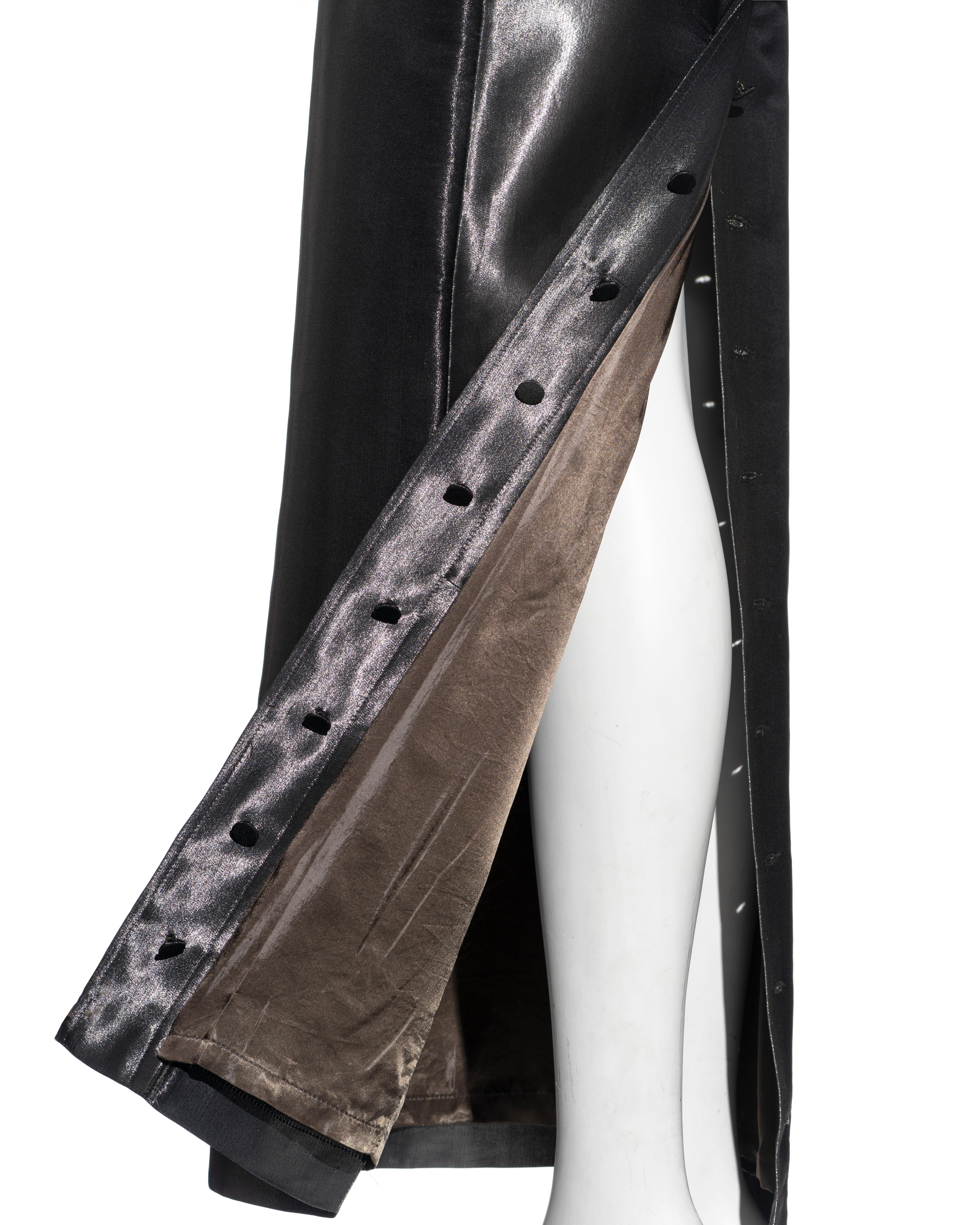 Jean Paul Gaultier metallic gunmetal silk skirt suit, fw 1997 1