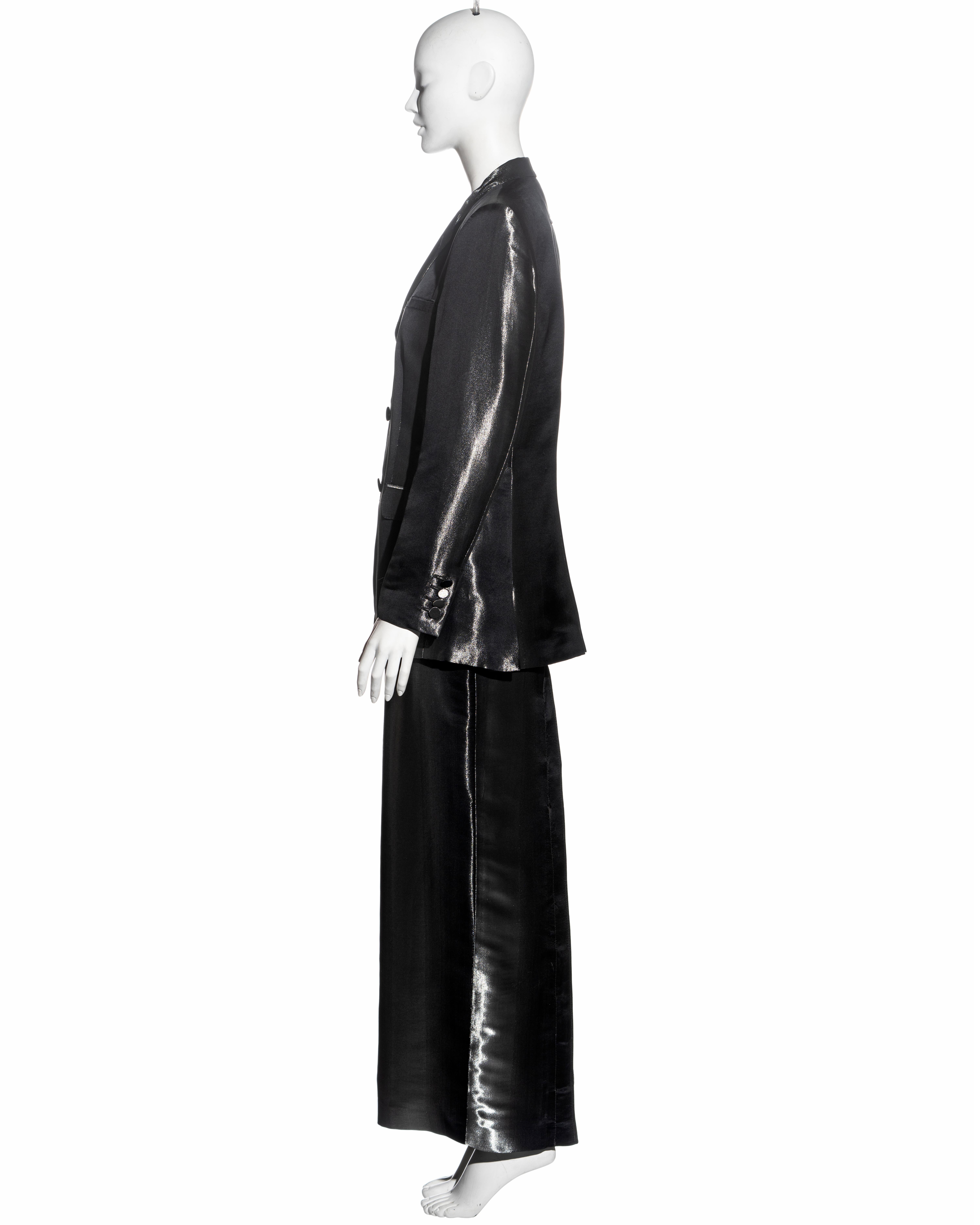 Jean Paul Gaultier metallic gunmetal silk skirt suit, fw 1997 2