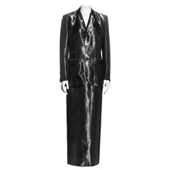 Jean Paul Gaultier metallic gunmetal silk skirt suit, fw 1997