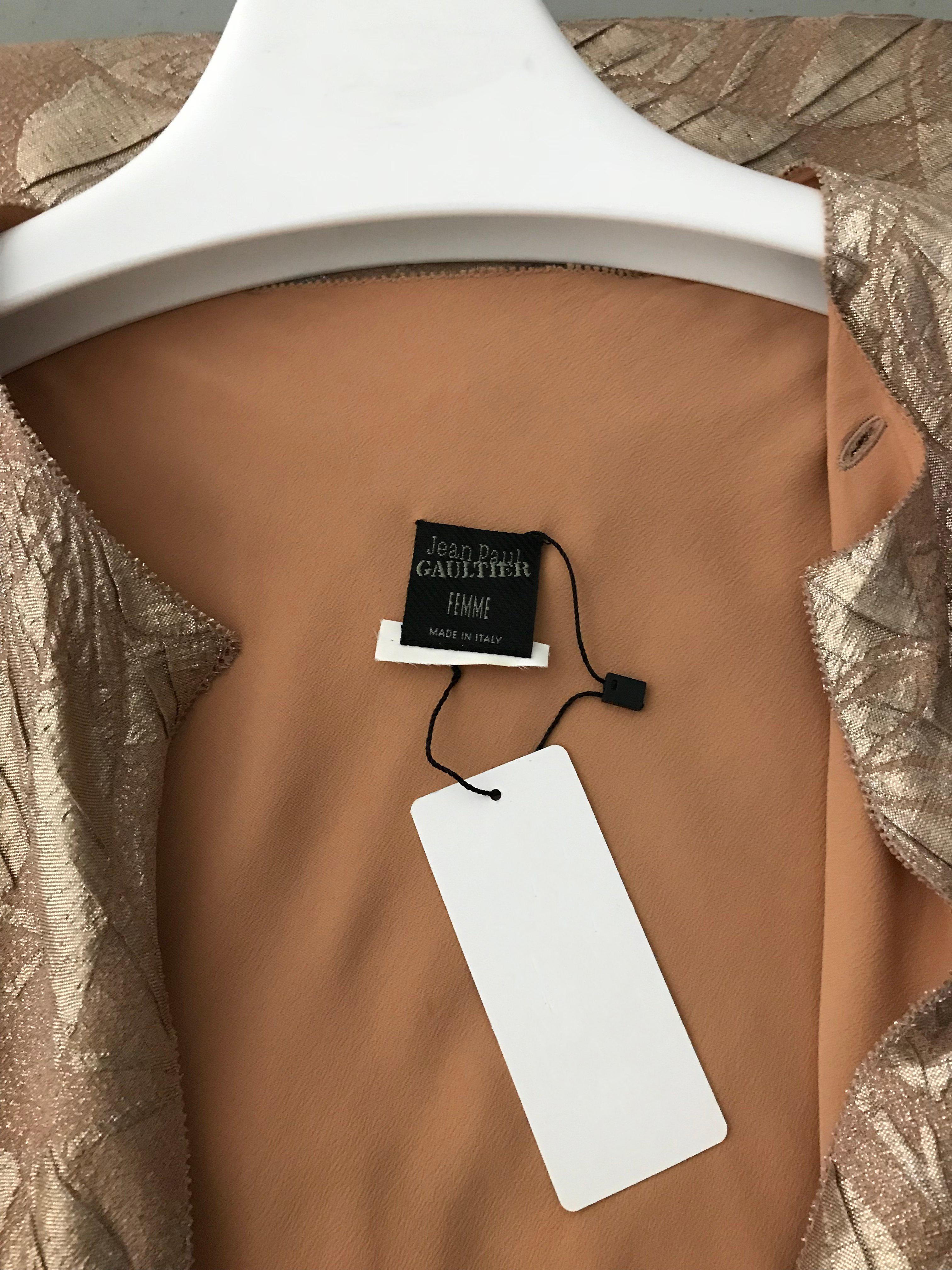 Jean Paul Gaultier Metallic Silk Jacquard  Dress with Jacket  For Sale 4
