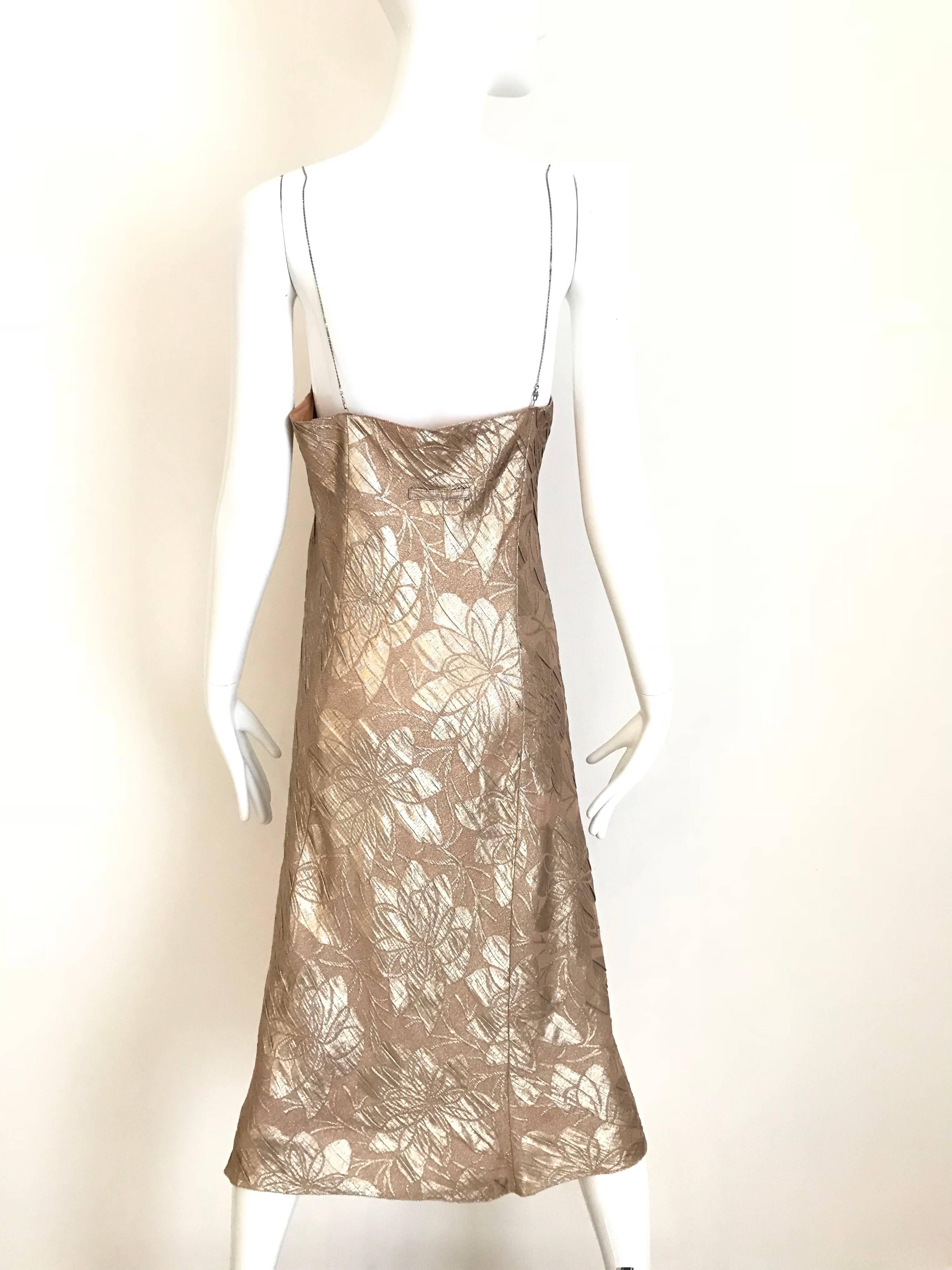 Brown Jean Paul Gaultier Metallic Silk Jacquard  Dress with Jacket  For Sale