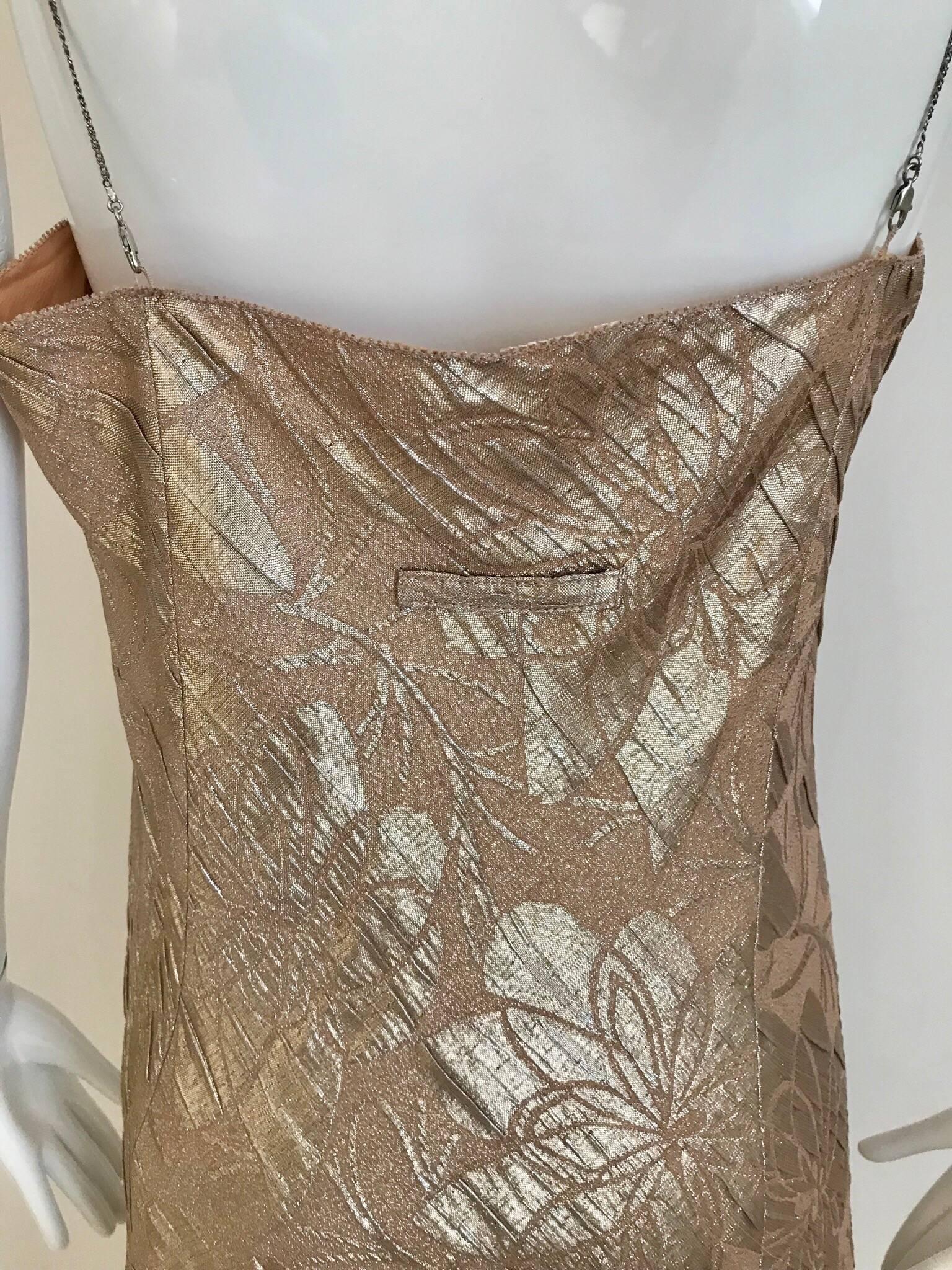 Jean Paul Gaultier Metallic Silk Jacquard  Dress with Jacket  In Excellent Condition For Sale In Beverly Hills, CA