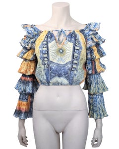 Jean Paul Gaultier Money Print Multi-Ruffles Crop Top