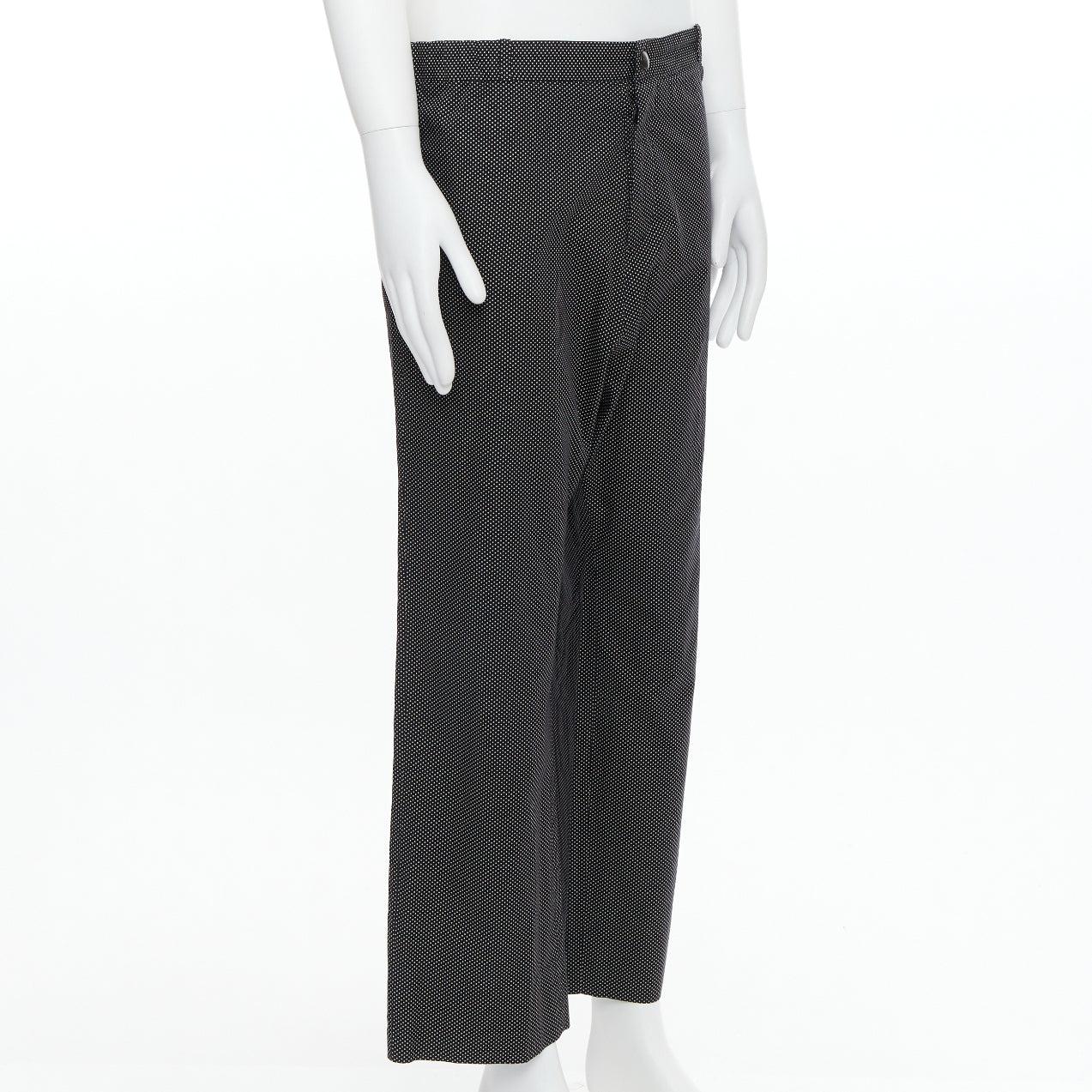 Black JEAN PAUL GAULTIER Monsieur black white polka dot wide pants FR48 M
