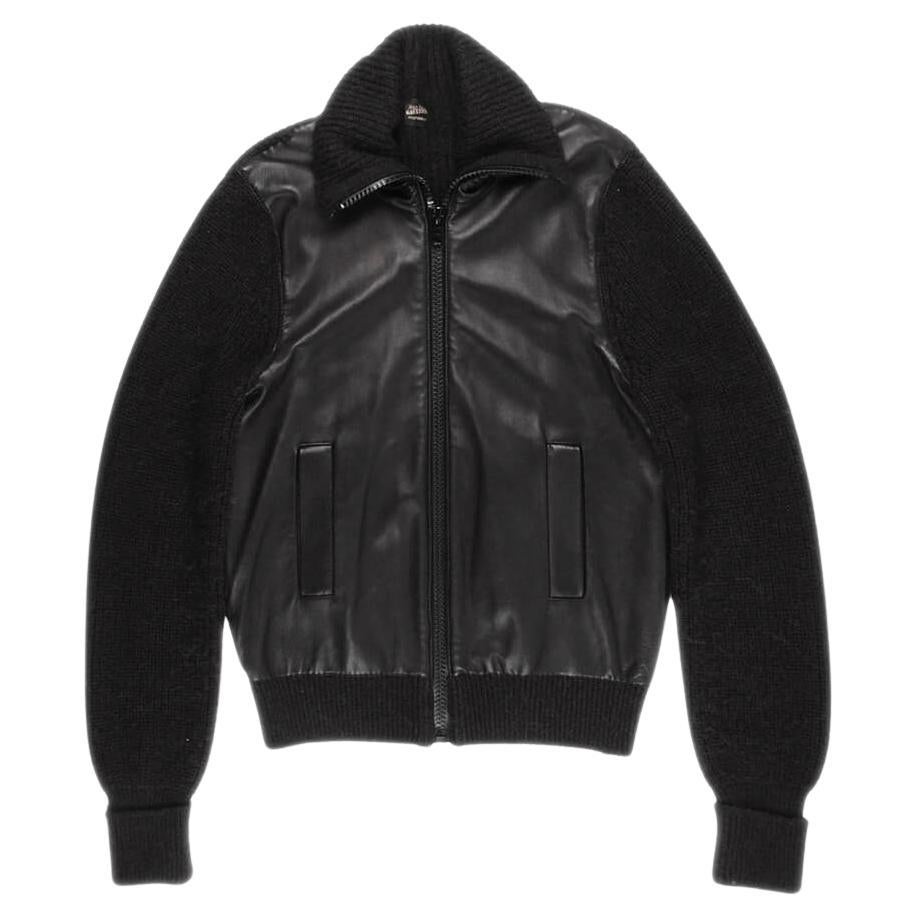 Jean Paul Gaultier Monsieur Zipped Front Leather Men Jacket/Sweater Size L For Sale