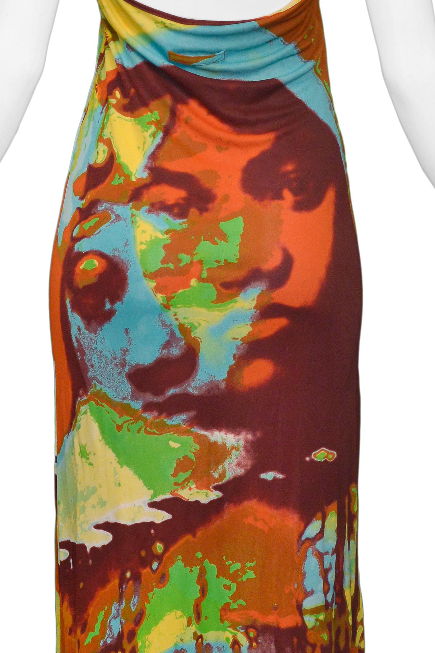 Jean Paul Gaultier Multicolor Halter Dress with a Leather Collar  Runway 2000 In Excellent Condition In Los Angeles, CA