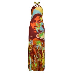 Jean Paul Gaultier Multicolor Halter Dress with a Leather Collar  Runway 2000