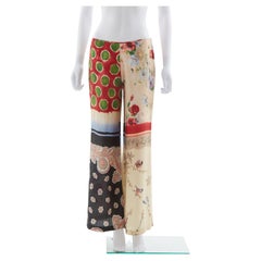 Retro Jean Paul Gaultier multicolor patchwork floral motif silk pants, Above 90s