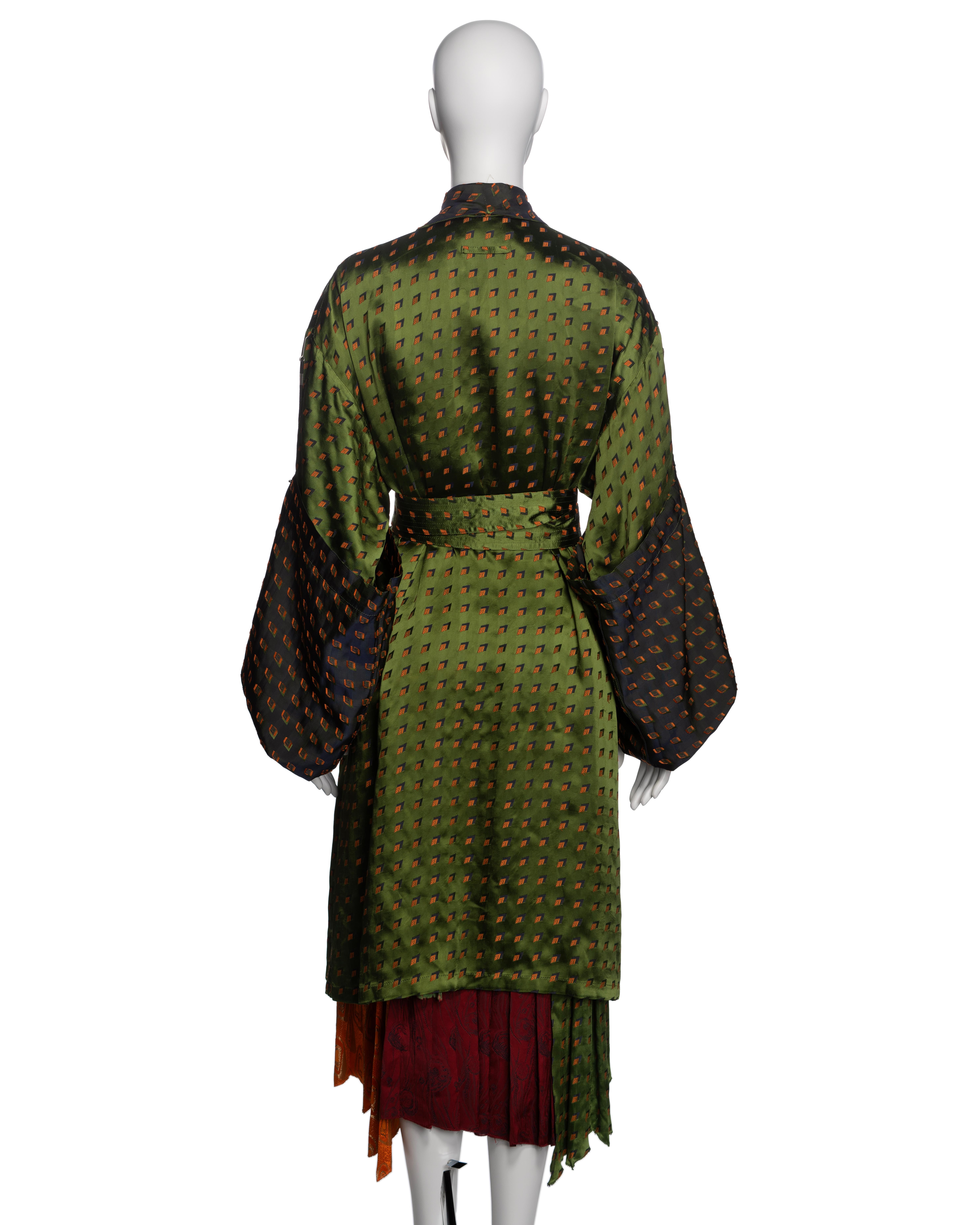 Jean Paul Gaultier Multicoloured Damask Wrap Jacket and Pleated Skirt, FW 2002 6