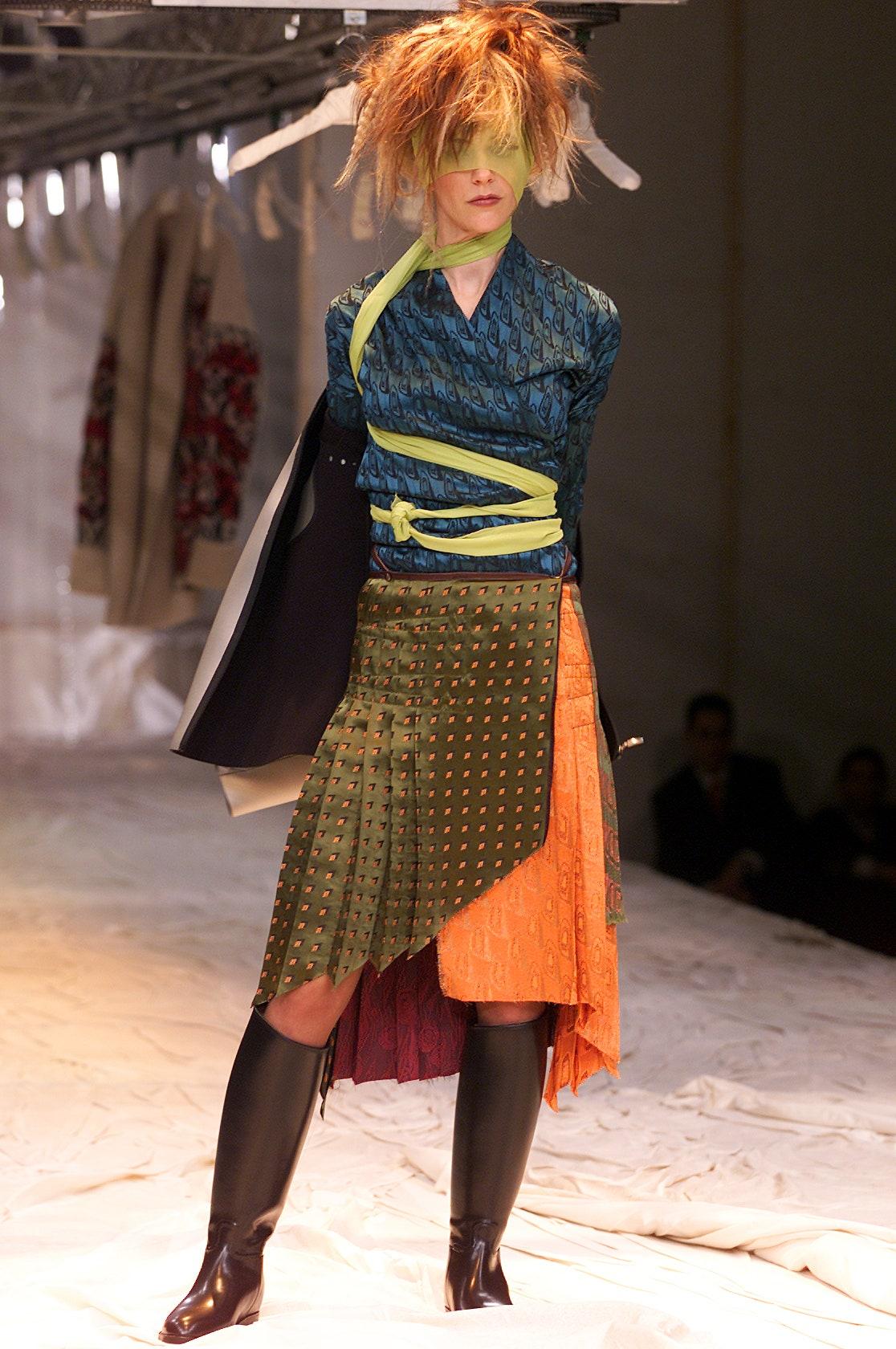 Jean Paul Gaultier Multicoloured Damask Wrap Jacket and Pleated Skirt, FW 2002 In Good Condition In London, GB