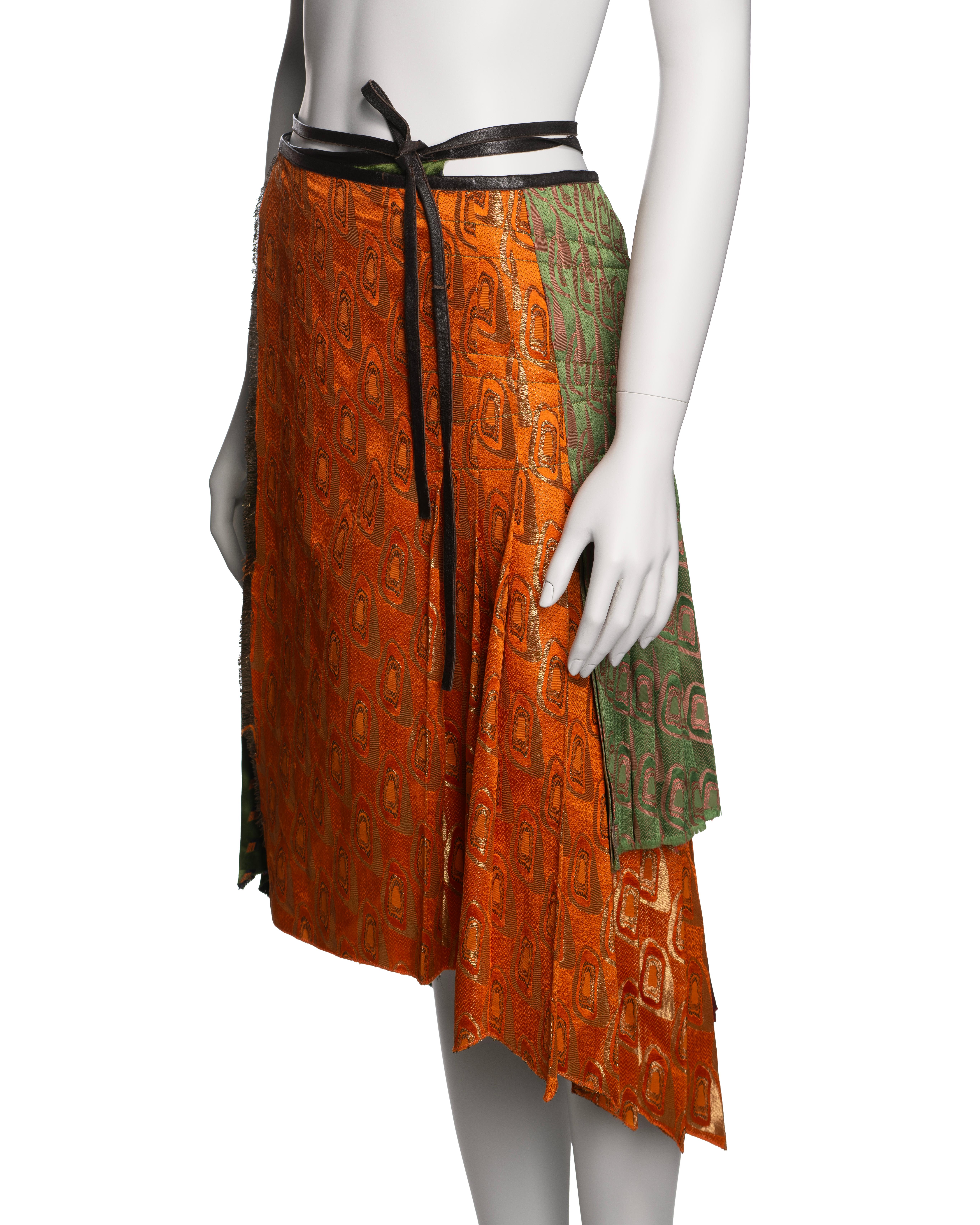 Women's Jean Paul Gaultier Multicoloured Damask Wrap Jacket and Pleated Skirt, FW 2002