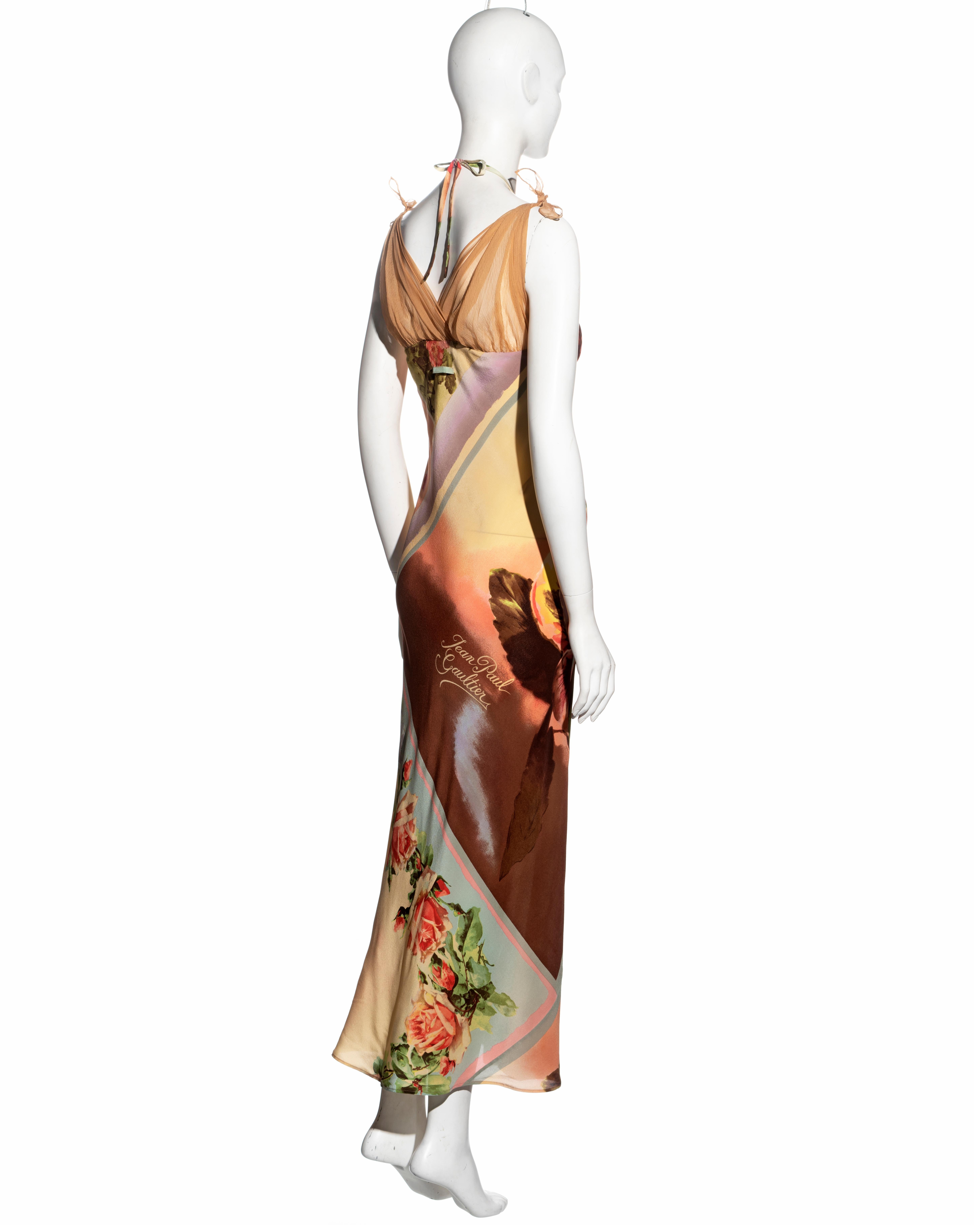 Jean Paul Gaultier multicoloured floral silk halterneck dress, ss 2001 For Sale 2