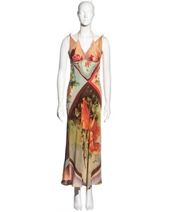 Jean Paul Gaultier multicoloured floral silk halterneck dress, ss 2001