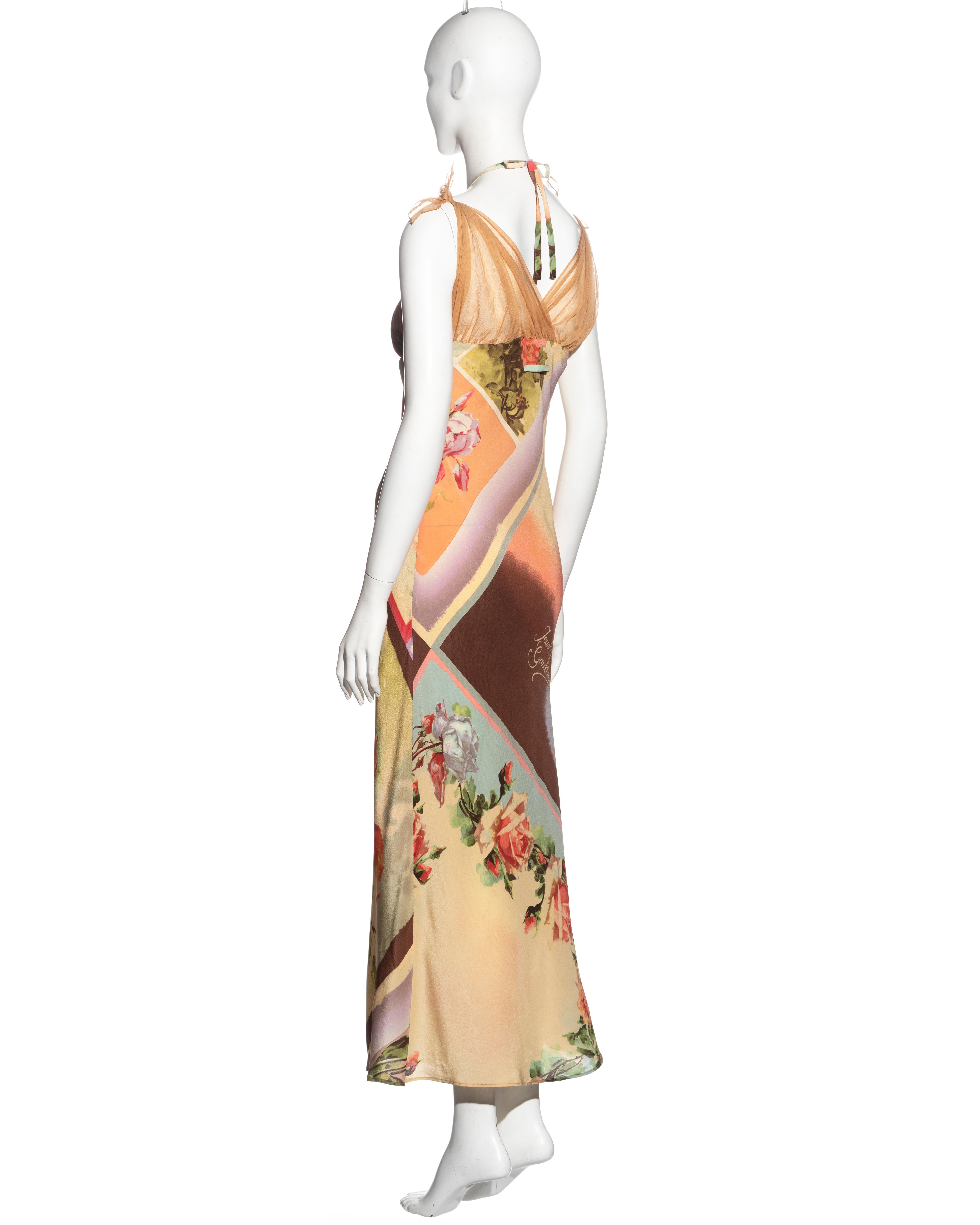 Women's Jean Paul Gaultier multicoloured floral silk halterneck dress, ss 2001 For Sale