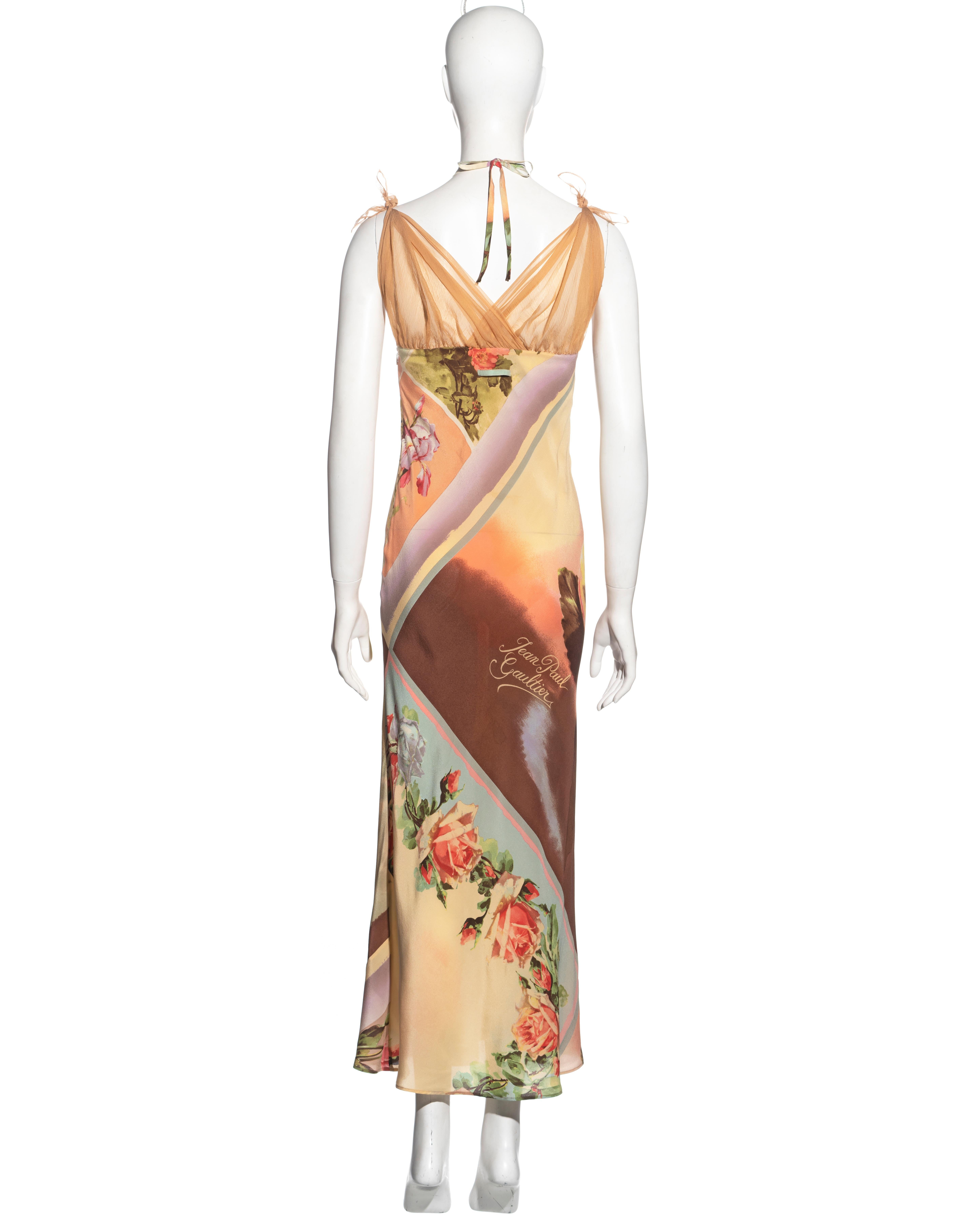 Jean Paul Gaultier multicoloured floral silk halterneck dress, ss 2001 For Sale 1