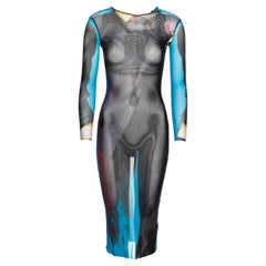 Robe bodycon en maille imprimée multicolore Jean Paul Gaultier:: ss 1997