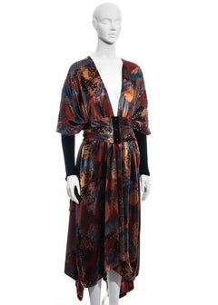 Jean Paul Gaultier multicoloured satin evening robe and cummerbund, fw 1984