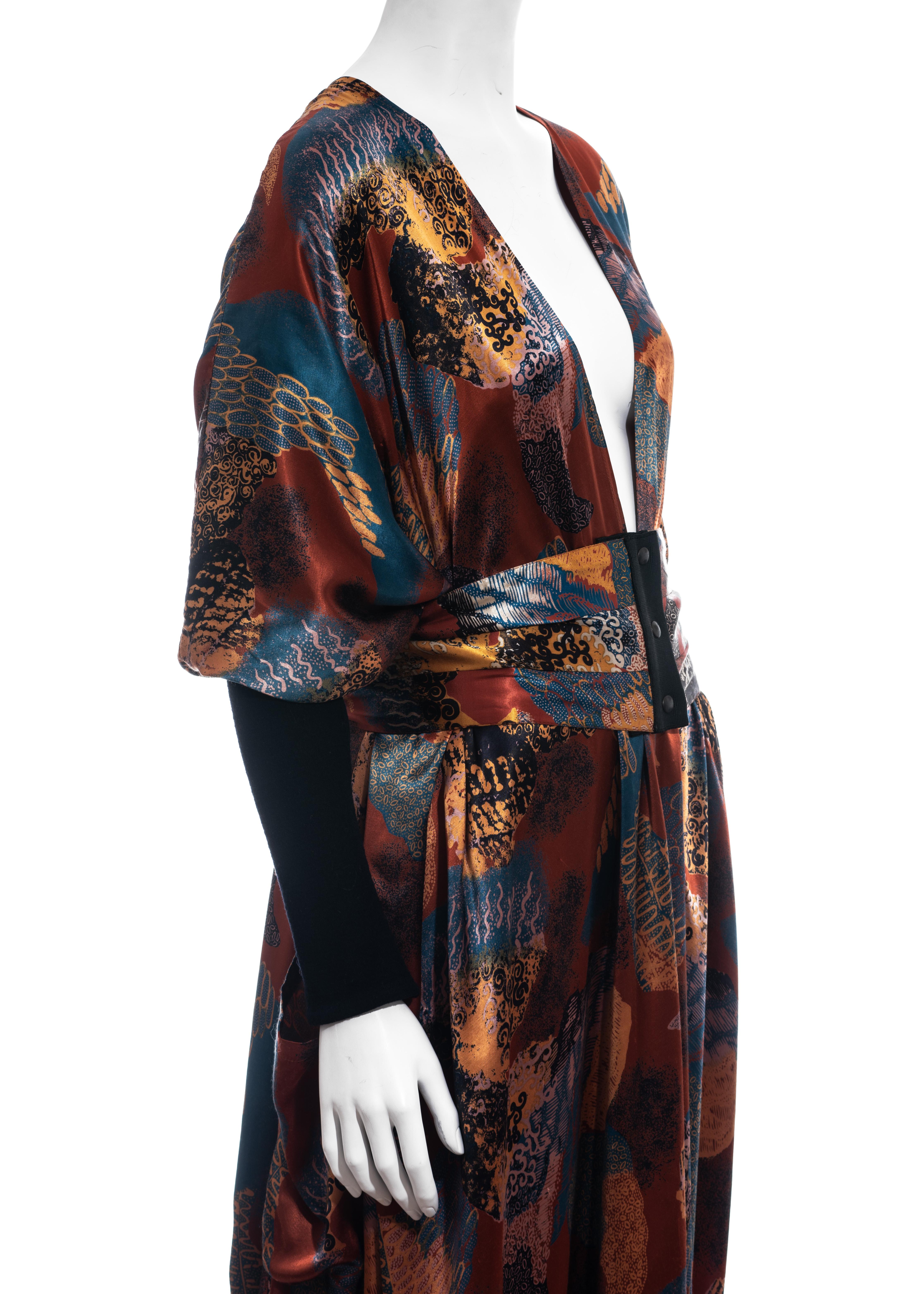 Jean Paul Gaultier multicoloured satin evening robe and cummerbund, fw 1984 In Good Condition For Sale In London, GB
