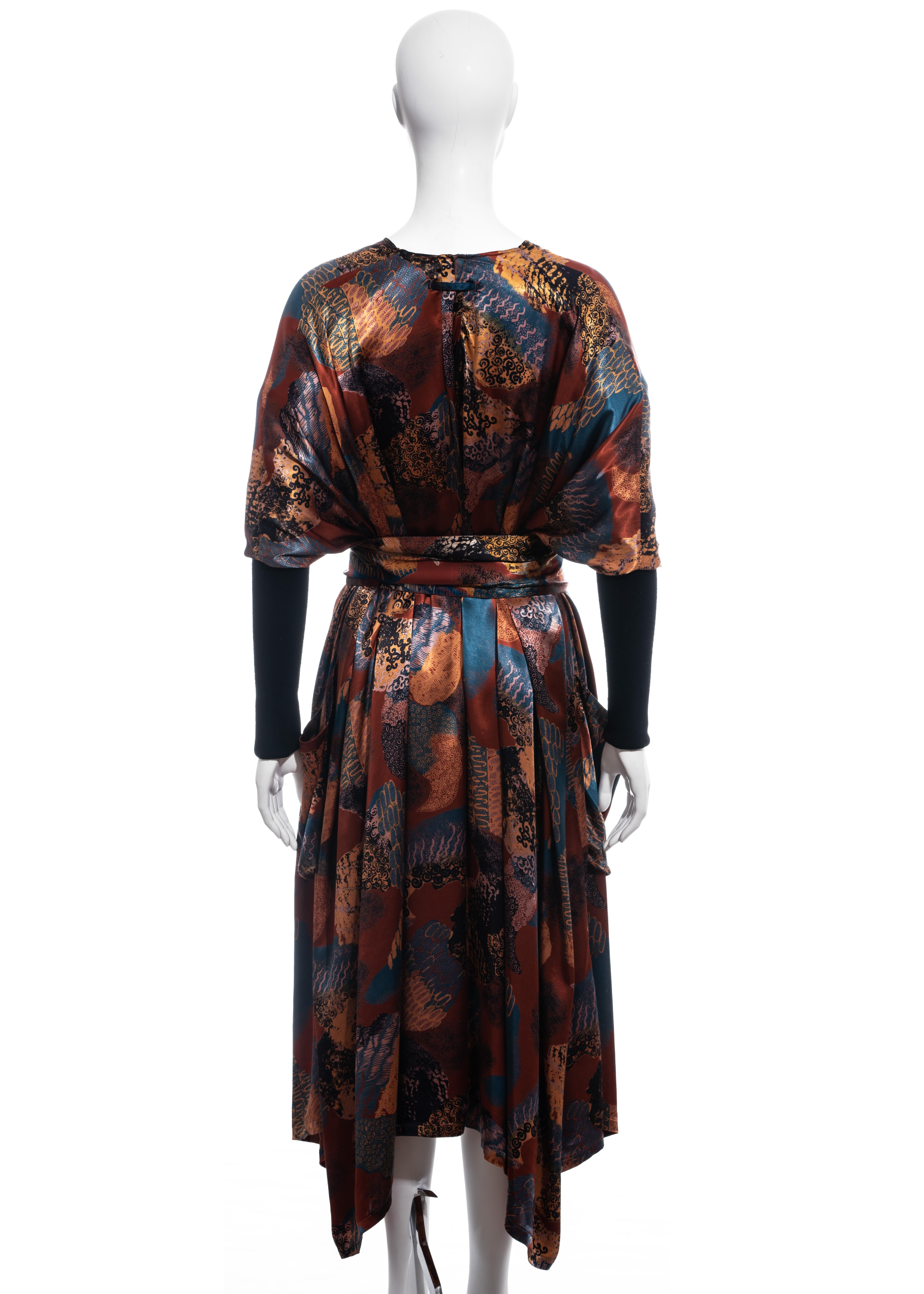 Women's Jean Paul Gaultier multicoloured satin evening robe and cummerbund, fw 1984 For Sale