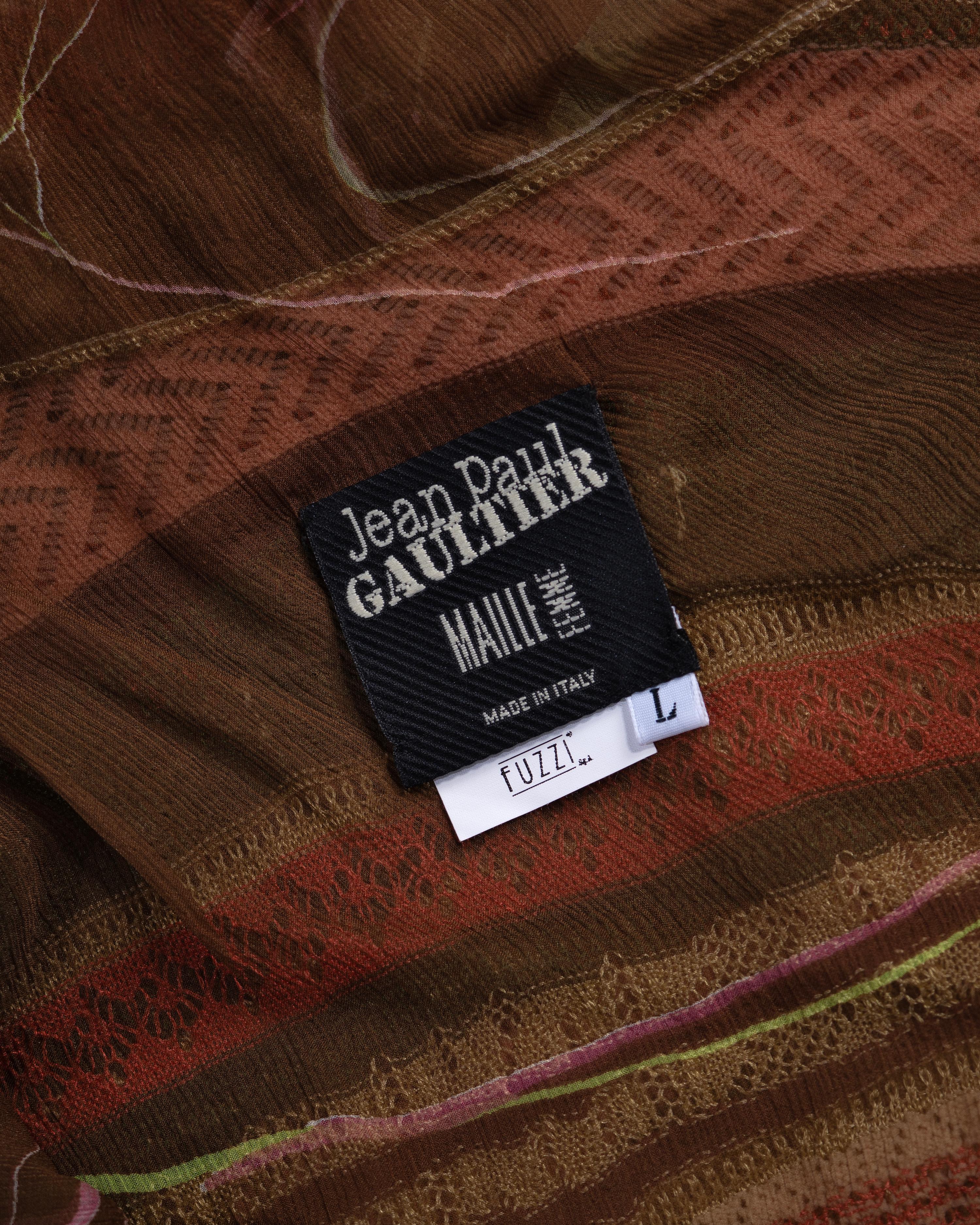 Jean Paul Gaultier Multicoloured Striped Knitted Dress with Floral Silk, SS 2005 For Sale 7