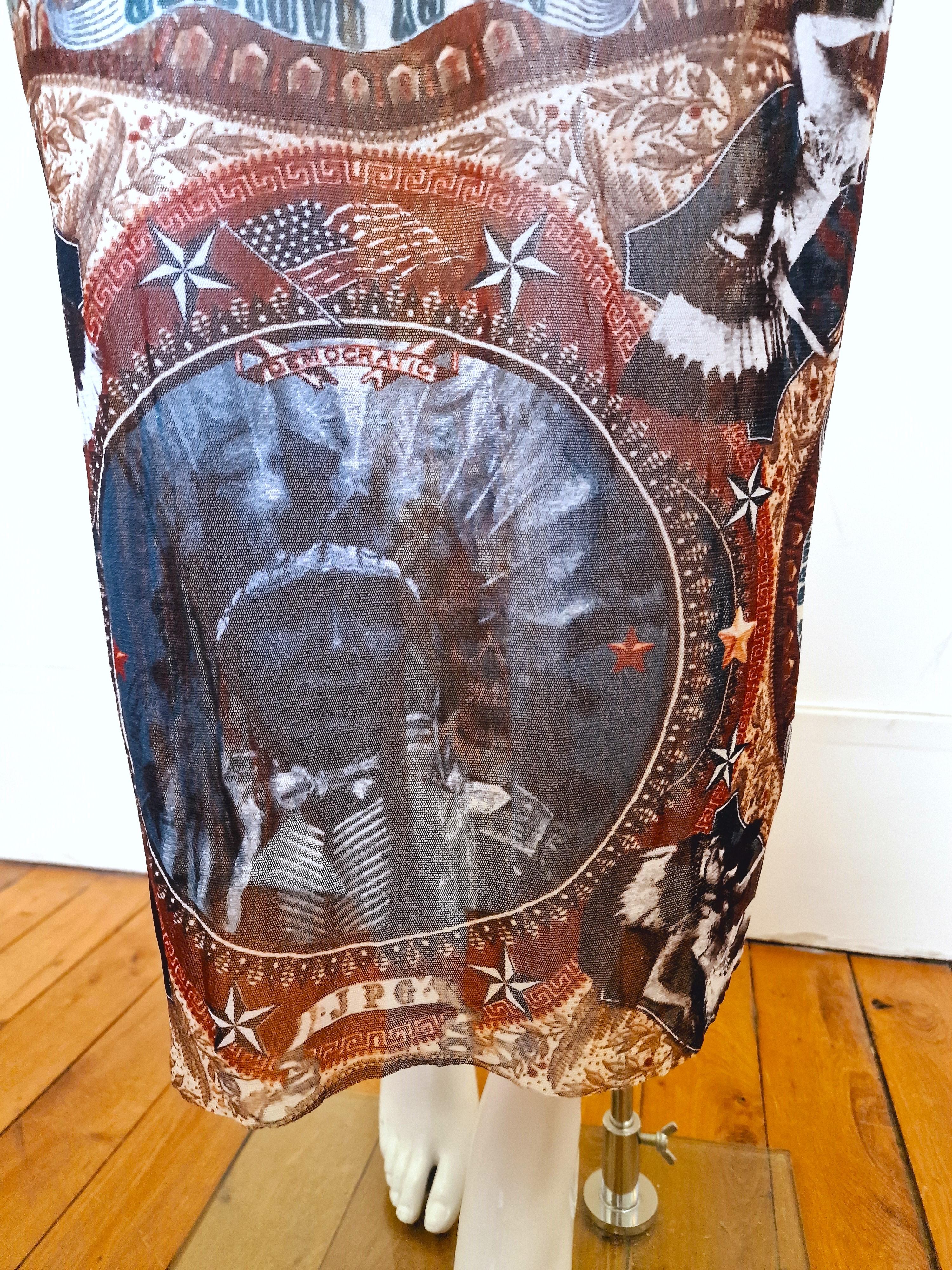 Jean Paul Gaultier Native Indian Western Sheriff Skeleton Large X-ray Mesh Dress For Sale 7