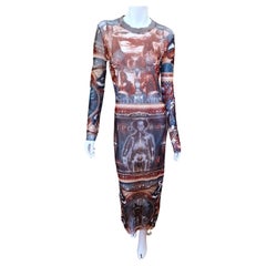 Used Jean Paul Gaultier Native Indian Western Sheriff Skeleton Large X-ray Mesh Dress