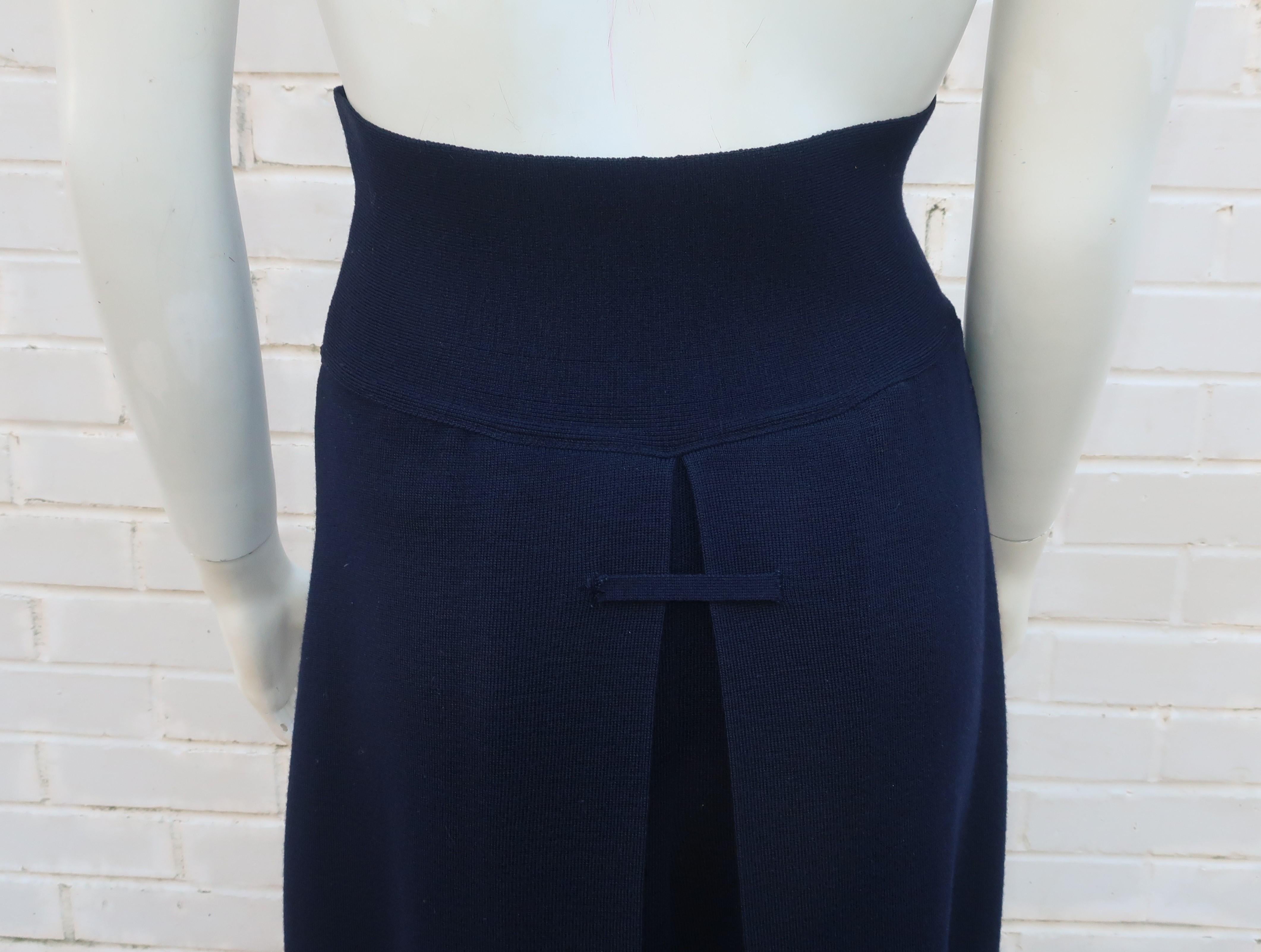 Jean Paul Gaultier Navy Blue Wool Knit Palazzo Pants, 1990's For Sale 5