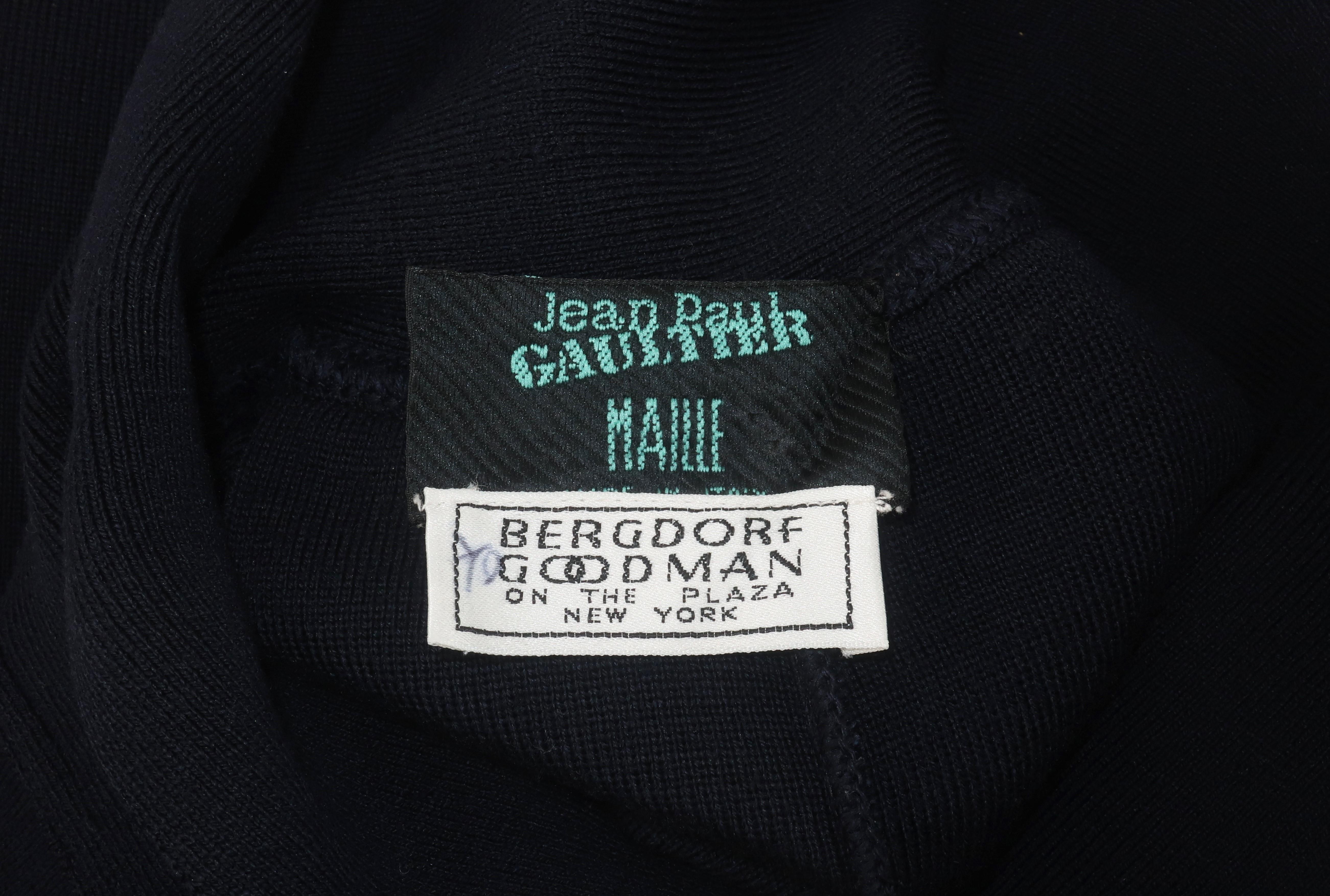 Pantalon Palazzo en maille de laine bleu marine Jean Paul Gaultier, années 1990 en vente 7