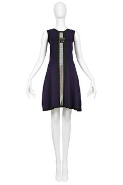 Jean Paul Gaultier Navy Mini Dress With Silver Metal Detailing & Roman Numerals