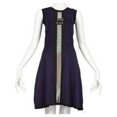 Jean Paul Gaultier Navy Mini Dress With Silver Metal Detailing & Roman Numerals