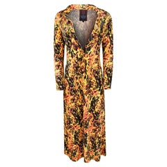 Jean Paul Gaultier Neon Abstract Lava Print Velour Dress