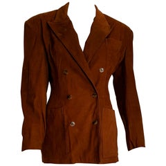 Jean Paul GAULTIER "New" Brown Suede Double-breasted Silk Lined Jacket - Unworn
