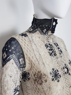 JEAN PAUL GAULTIER nordisch bedruckte Strickjacke aus geschichtetem Netz 2000