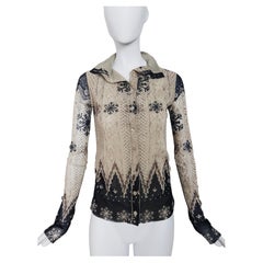 JEAN PAUL GAULTIER nordic printed layered mesh cardigan 2000