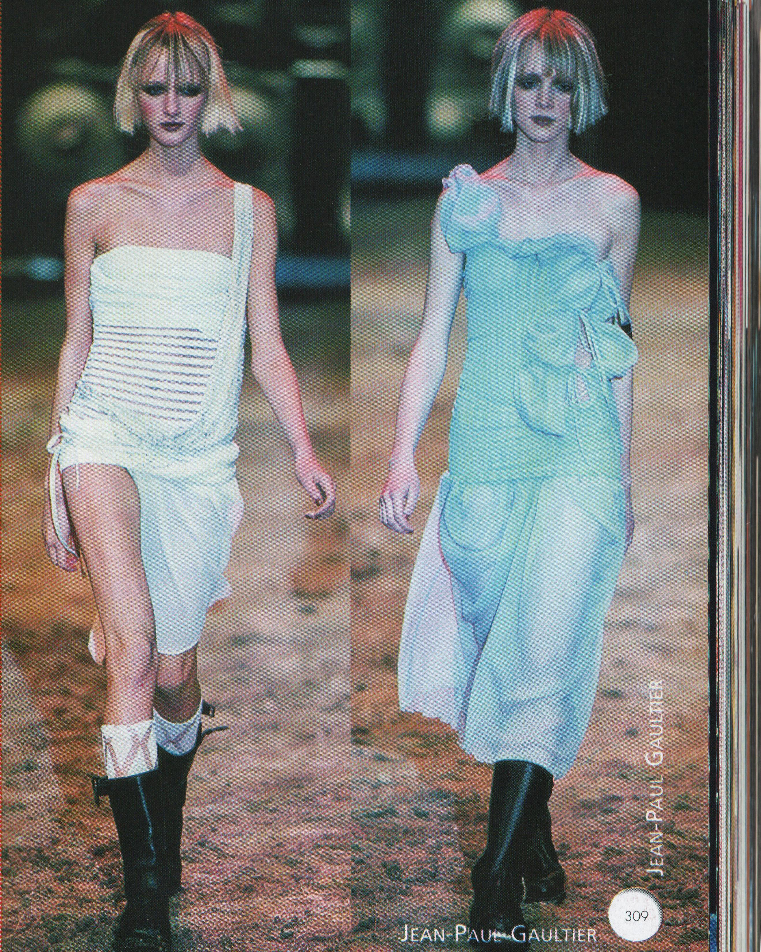 Black Jean Paul Gaultier Olive Green Knit Dress with Silk Chiffon Underlay, SS 2001