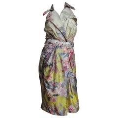 Antique Jean Paul Gaultier Ombre Silk Flower Wrap Dress