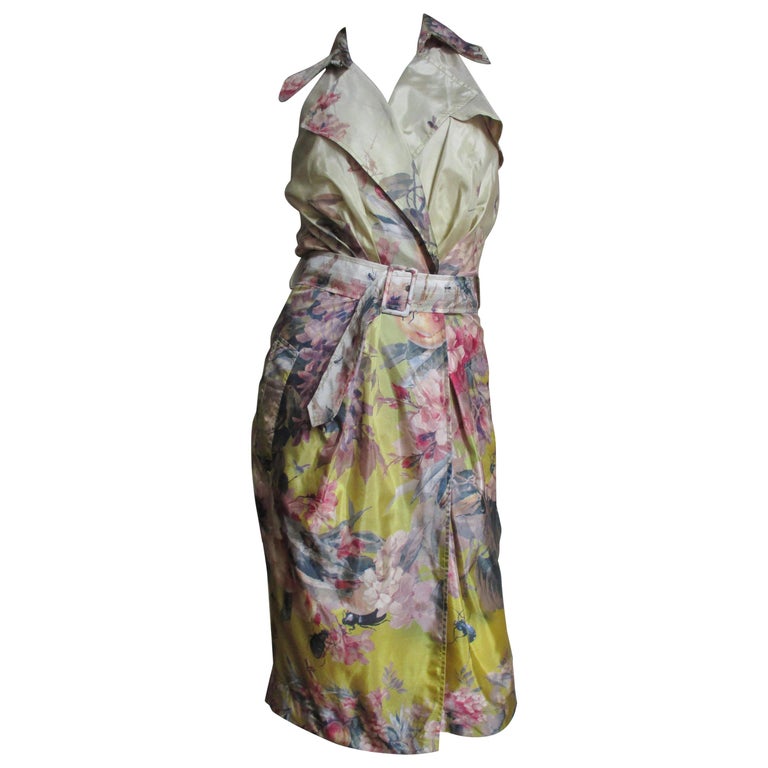 Jean Paul Gaultier Ombre Silk Flower Wrap Dress For Sale