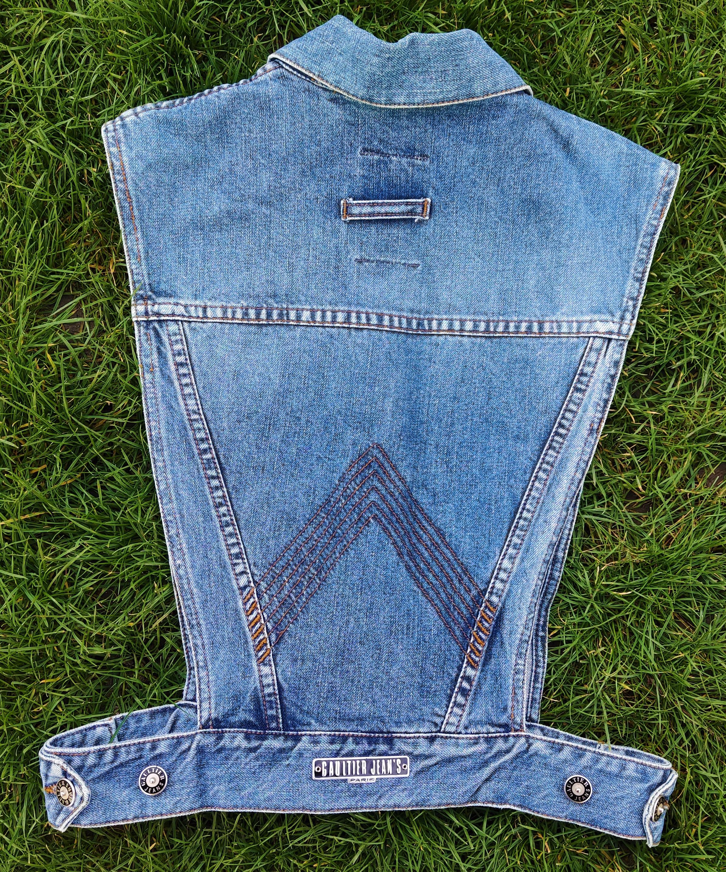 Jean Paul Gaultier Open Sided Cutout Cut Out Denim 90s Corset Top Vest Jacket 3